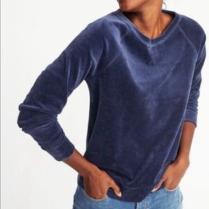 Old Navy Blue Velour Long Sleeve Top Sweatshirt